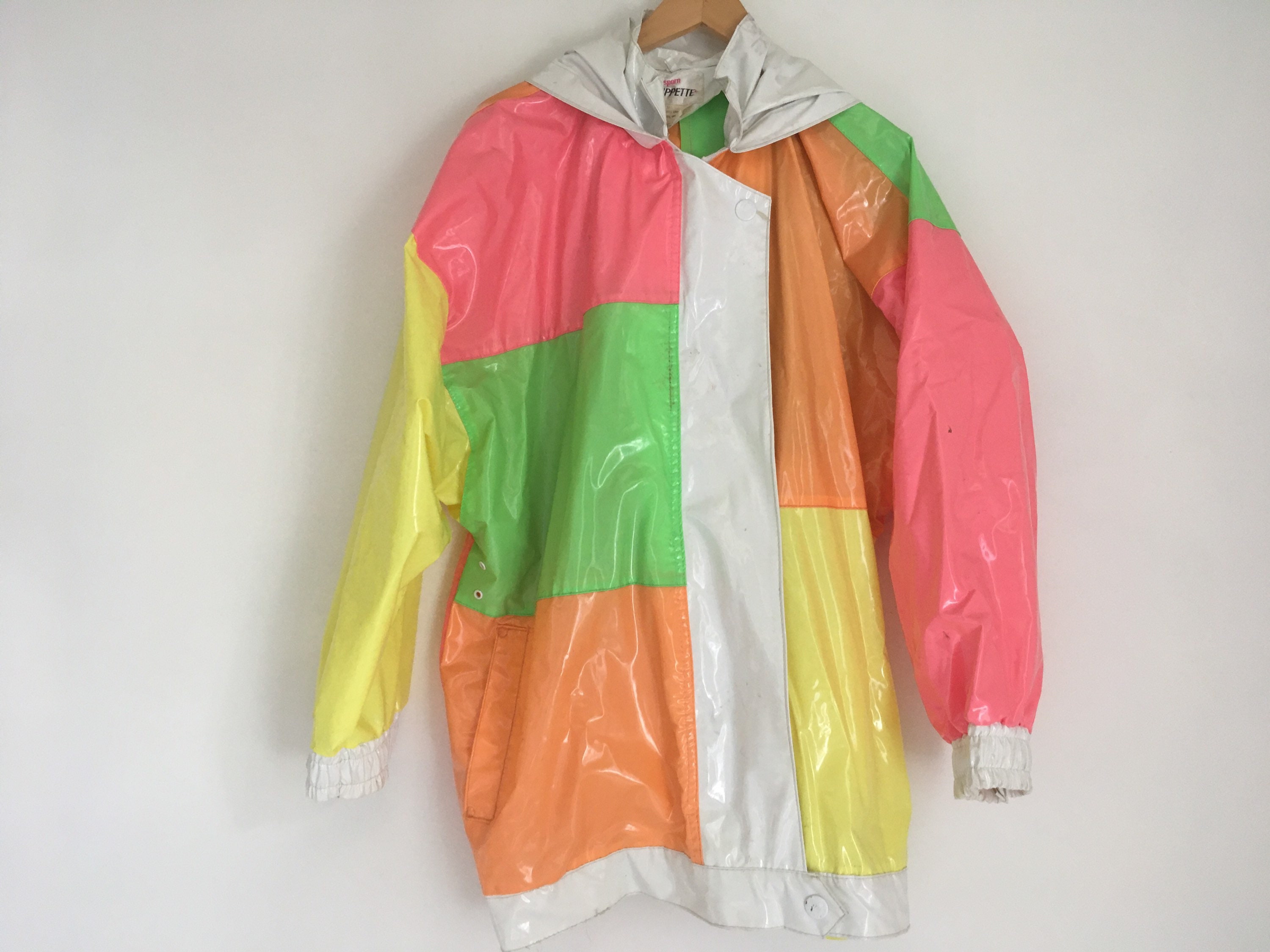 90s Neon Raincoat - Etsy