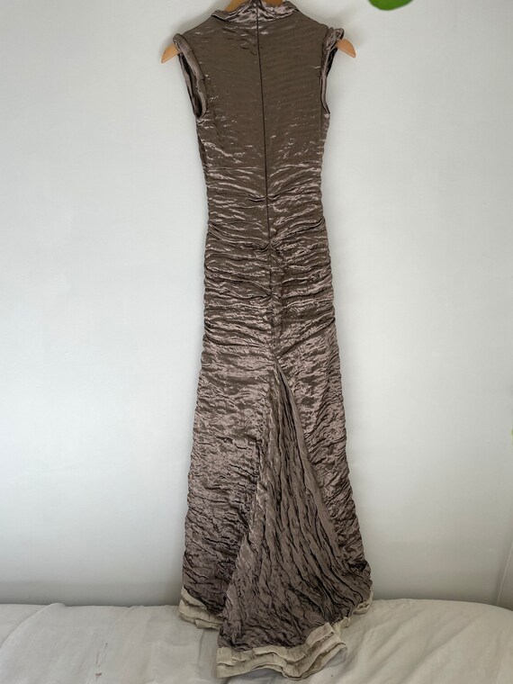 Vintage Nicole Miller ruched metallic champagne g… - image 4