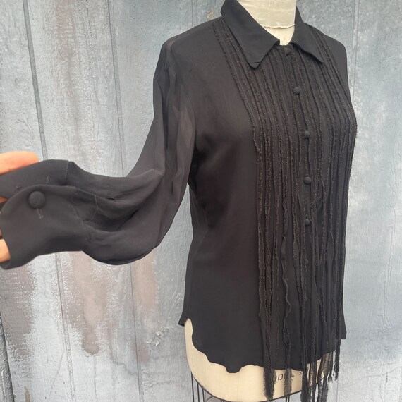 sheer tuxedo blouse