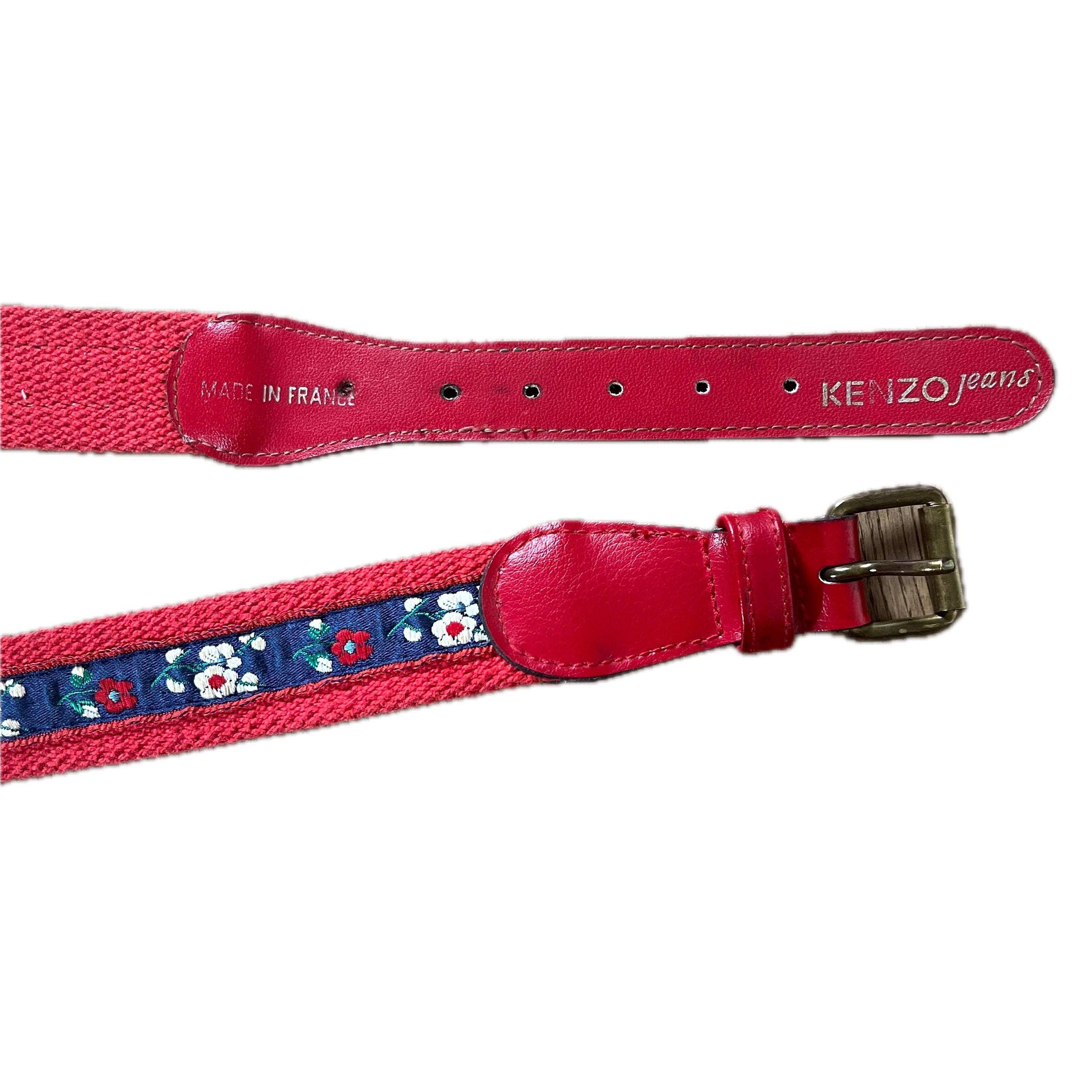 Guy Laroche France Vintage Red Leather Belt Colorful Stitching Size 28 Leather, Belt, Recycled, Adjustable, Unisex, Neon, Rainbow  main image 3