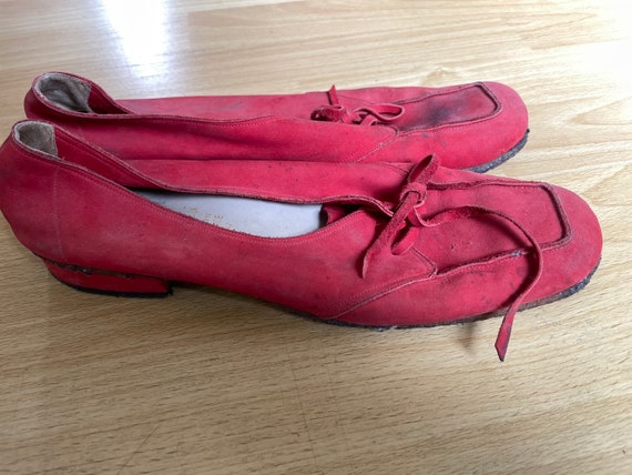 Vintage 1940s Italian red suede loafers oxfords l… - image 7