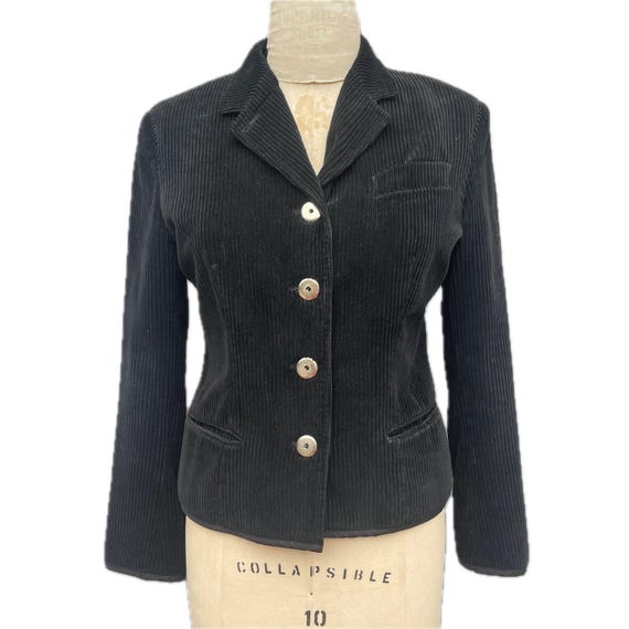 Jean Paul Gaultier Juniors Corduroy Blazer Black Tailored Editorial Jacket made in Italy cotton 90s authentic designer genuine iconic button