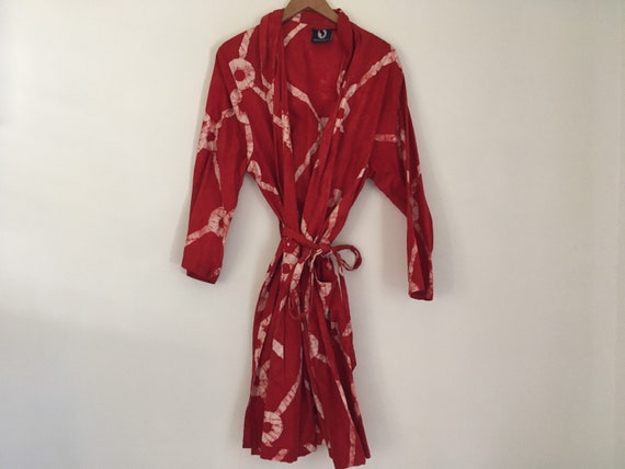Made in Portugal batik robe 100/% cotton luxury high quality super soft authentic batik wear like a kimono or dress belted tie front mid calf