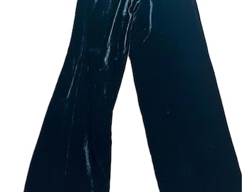 90er Jahre Metradamo per Marcello Rubinacci Italienischer Designer Lucious Samt Elastische Taille Hose 100% Viskose Hose Made in Italy Schwarz WIde Leg 42