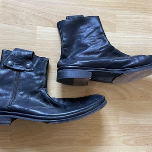 Collection Privée ankle boots zip up round toe genuine leather made in Italy black Italian designer mens 8 stacked  heel dress shoes snap