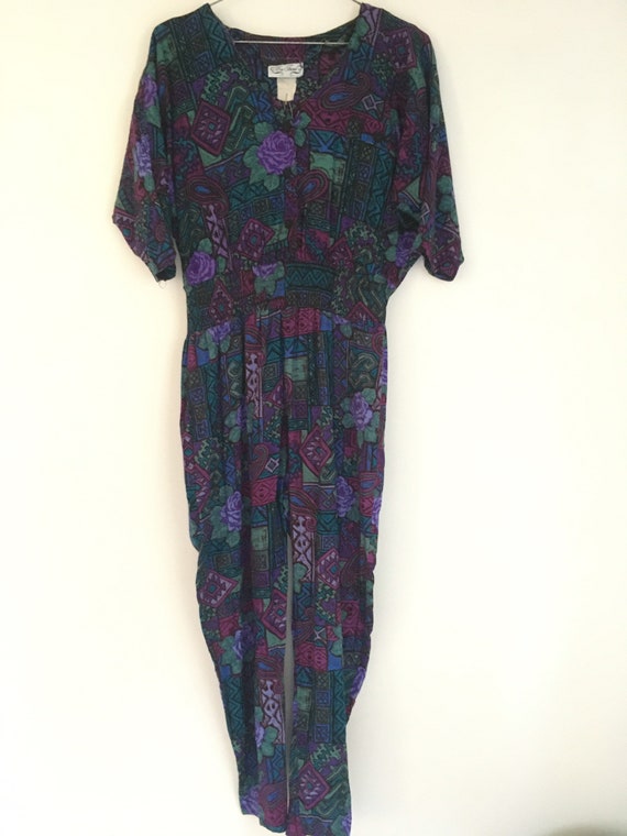 Crazy vintage 90s multicolor 100% rayon drapey ju… - image 9