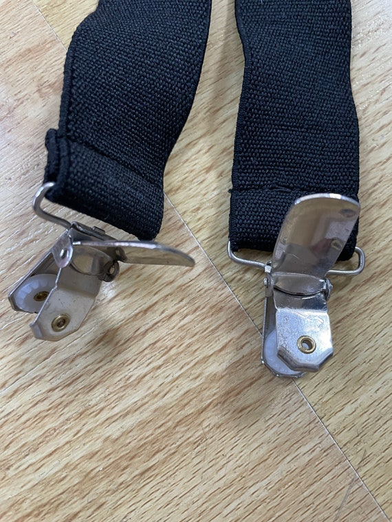 Vintage suspenders solid black elastic stretch ma… - image 4