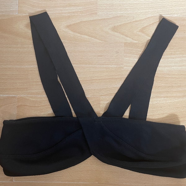 Alaia ultra rare black bandage body con bralette sleeveless crop top shirt bra iconic designer knit black viscose large XL made in Italy L