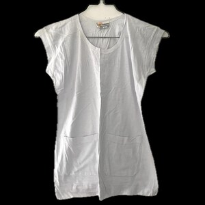Golden Wheel sleeveless deadstock 80s white single needle shirt cotton rayon Chinese brand crew neck tank top 2 front pockets small ribbed image 4
