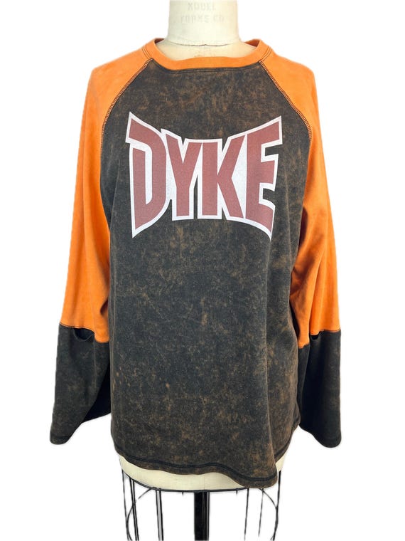 Archival Barragán Dyke Oversize Long Sleeve T Shirt Gay Pride Queer Lesbian Black Orange Logo Graphic Streetwear Tee One Size King Princess