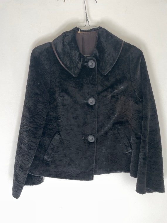 1940s vintage Swing Coat vegan faux sheared fur b… - image 2