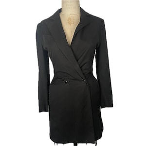 Claude Montana 90s Double Breasted Blazer Black Tailored made in France Hip Length French designer genuine vintage iconic jacket snap front
