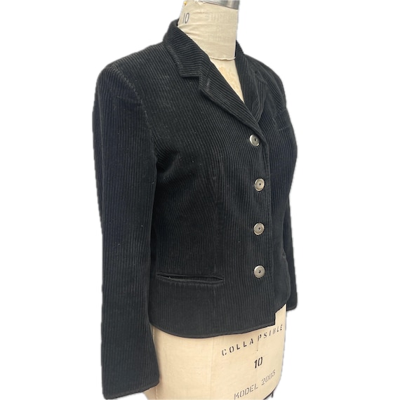 Jean Paul Gaultier Juniors Corduroy Blazer Black Tailored Editorial Jacket made in Italy cotton 90s authentic designer genuine iconic button View 2