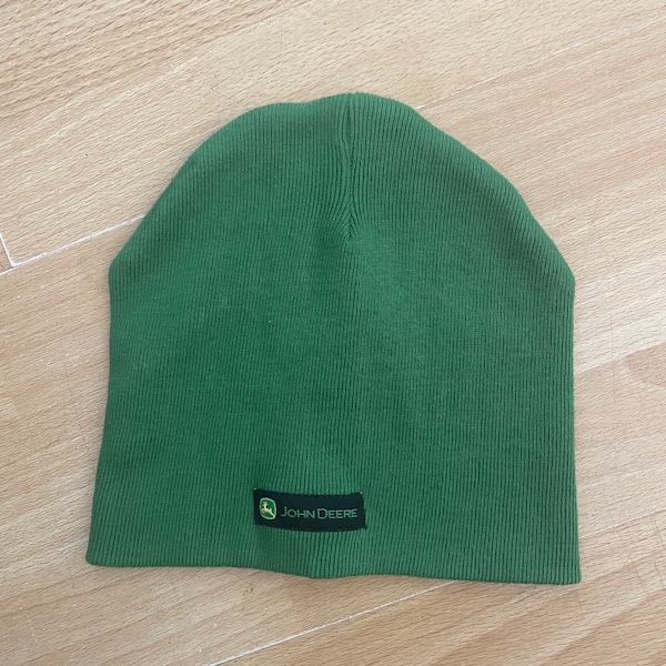 Ultra soft 100% cotton beanie knit skull cap John Deere green one size solid knitted hat warm winter minimal minimalist bright jade kelly os