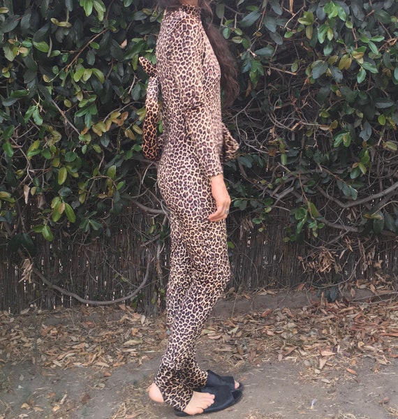 Vintage Halloween leopard print catsuit jumper st… - image 3