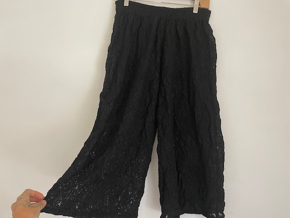 vintage black lace rayon gauchos bloomers shorts … - image 1
