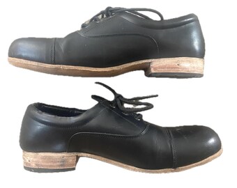 Handgemaakte derbyschoenen ronde neus vetersluiting Oxford zwarte jurk loafers lage blok gestapelde hak leren zool 9 40 jaren 40 dode inventaris ongedragen jaren 40