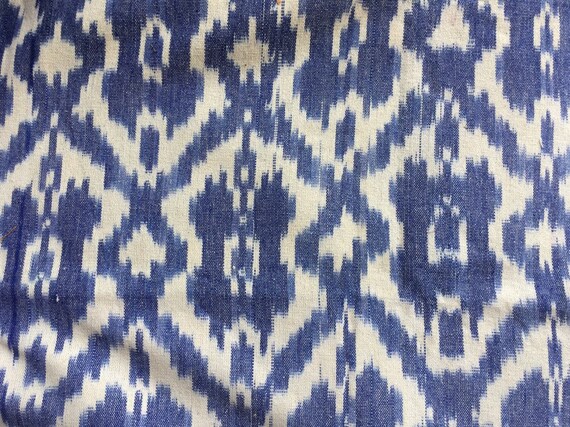 White and Blue Victorian Damask Ikat Hand Dyed Spun Handwoven - Etsy