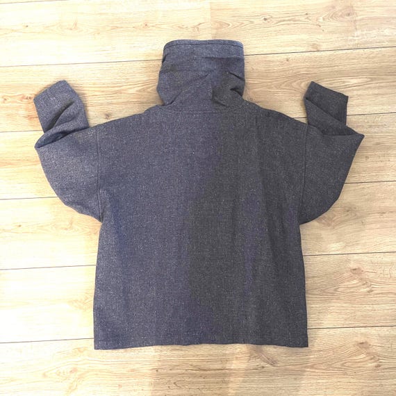 Issey Miyake Design Studio HAI Sporting Gear Natural dark brown twill anorak wool shirt cowl neck made in Japan Japanese designer Medium View 5