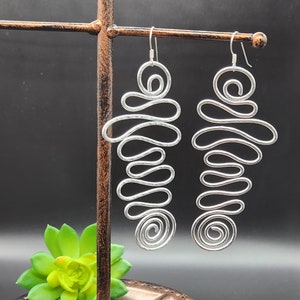 Aluminum Wire Earrings, Aluminum Wire, Wire Earrings, Statement Earrings, Earrings, Boho Earrings, Silver Earrings, Dangle Earrings, Jewelry