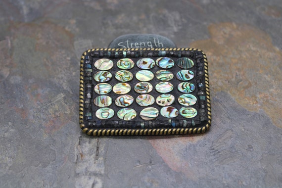 Handmade Abalone Labradorite Mosaic Belt Buckle, Gemstone  display picture 1