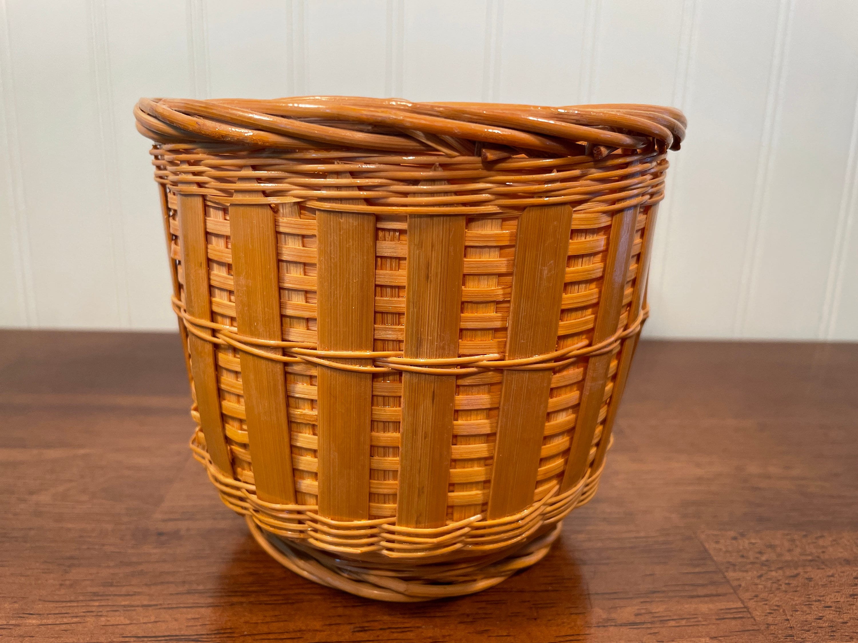 Home & Living Antique Split Cane Wicker Basket plant basket Baskets & Bowls Home Décor