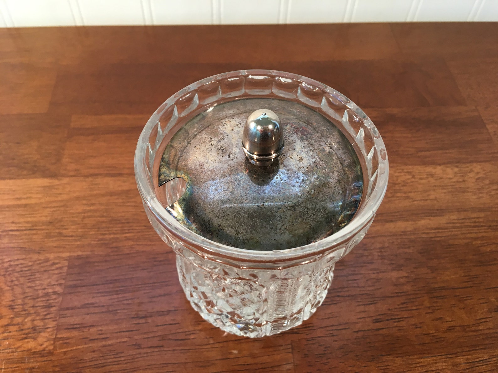 Vintage English Crystal Jam Jar Silver Plate Lid 4.25H Etsy