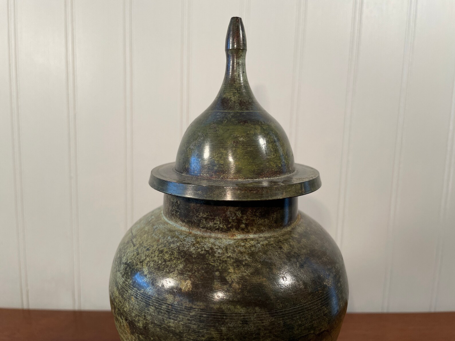 Vintage Sage Green Metal Ginger Jar Finial Lid Variegated Etsy