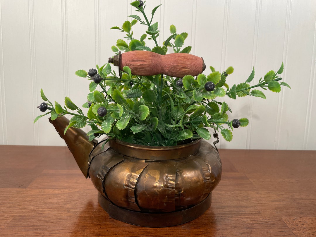 Ardco Dallas Bronze Metal Art Teapot Planter 7l Etsy