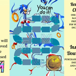 Sonic Reward Chart | Printable Sonic Behavior Chart | Daily Chore Chart,Kids Routine Sticker Chart,Boy Reward Chore Chart,Reward chore chart