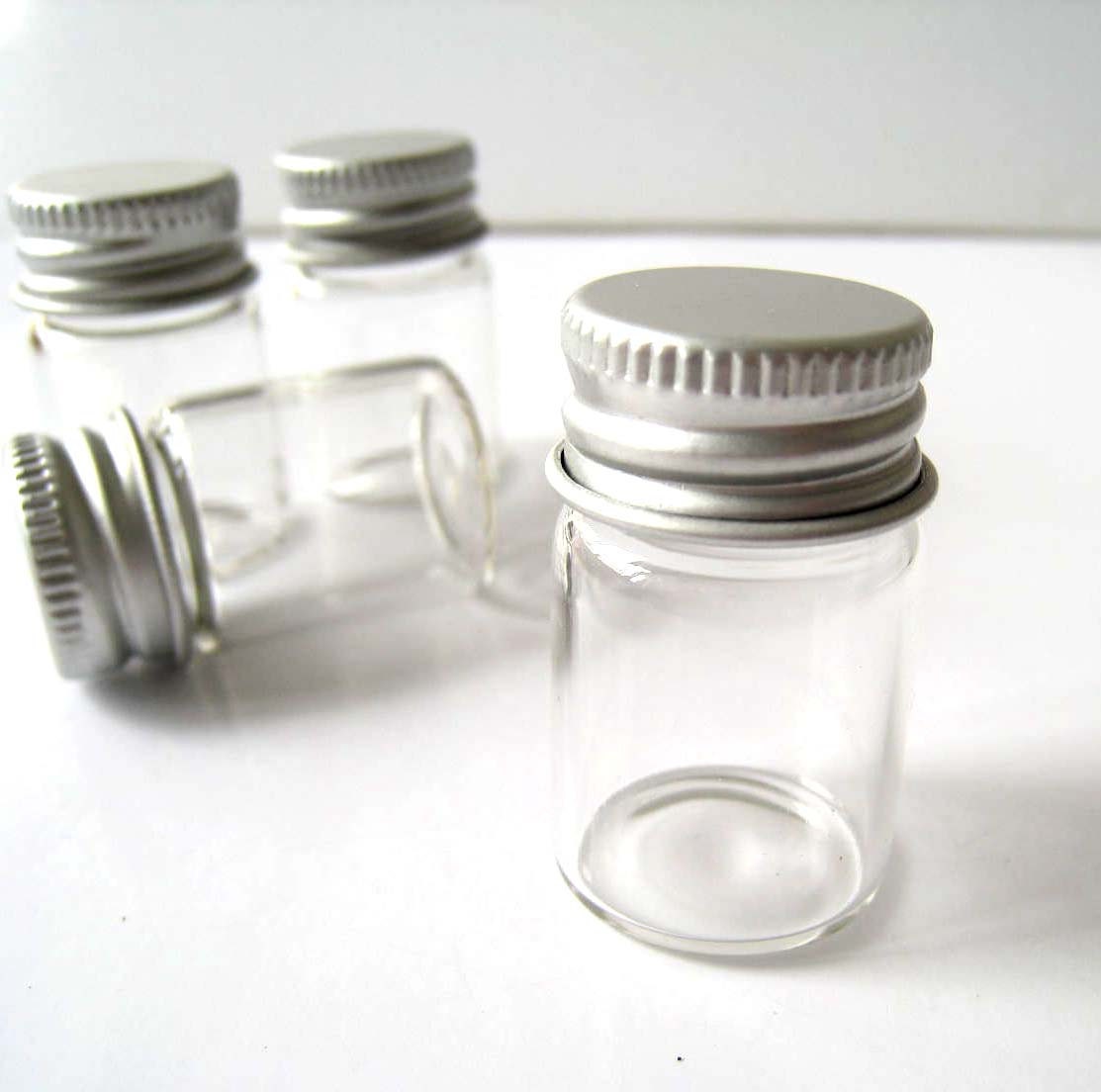 50pcs Clear Glass Bottle Vial Miniature with Aluminum Screw | Etsy