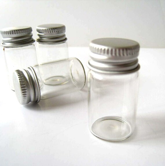 25pcs Clear Glass Bottle Vial Miniature with Aluminum Screw | Etsy