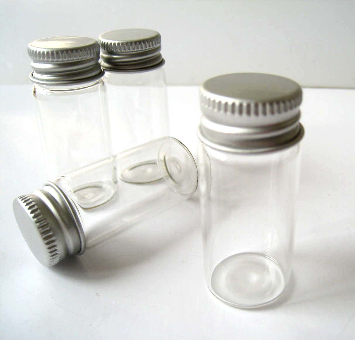 25pcs Clear Glass Bottle Vial Miniature with Aluminum Screw | Etsy