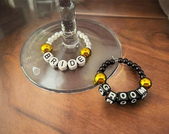 Bride & Groom Wine Glass Charms – Elegant Wedding Toast