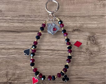 Casino-Inspired Beaded Keychain Wristlet.  Add a touch of luck and sparkle to your everyday essentials!
