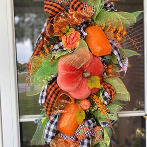 Amazing  Large Harvest /Fall Door wreath w/ Giant Acrylic Gems &  Pumpkins Wreath Orange, Fall Wreath Thanksgiving wreath Fall Season