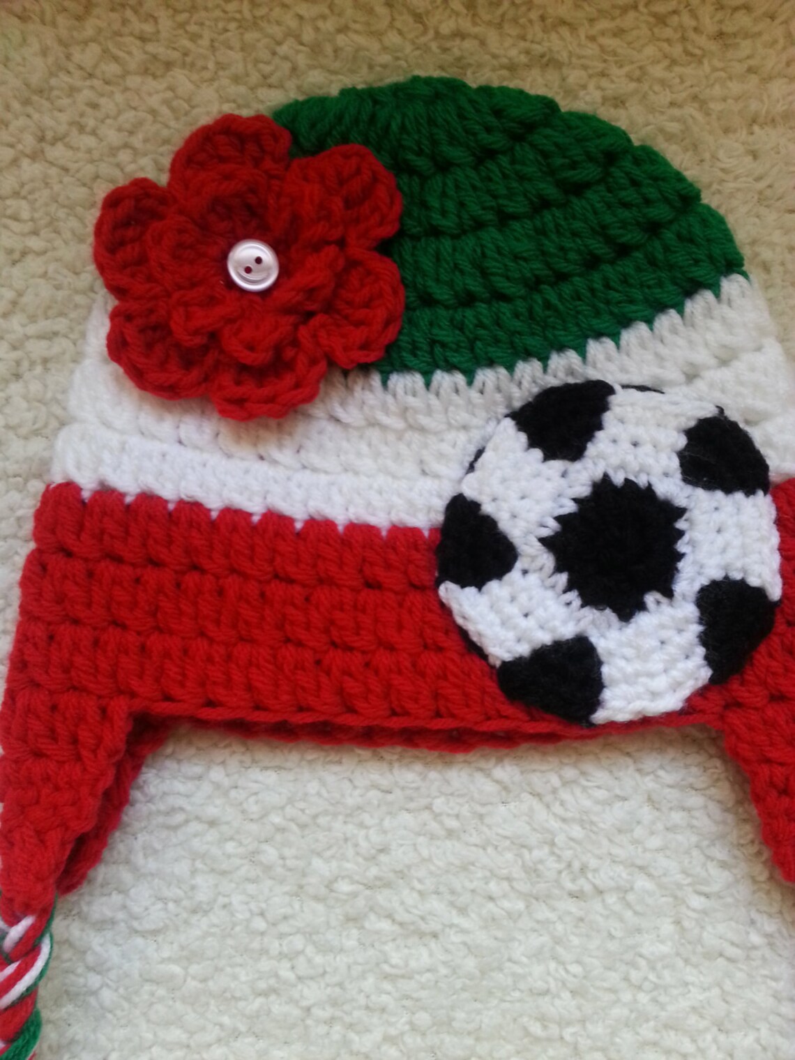 Crochet Team Mexico Soccer Hat Etsy
