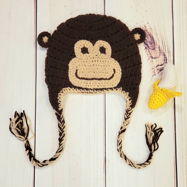 Crochet Monkey Hat*Crochet Hat*Handmade Monkey Hat*