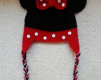 Crochet Minnie Mouse Earflap Hat