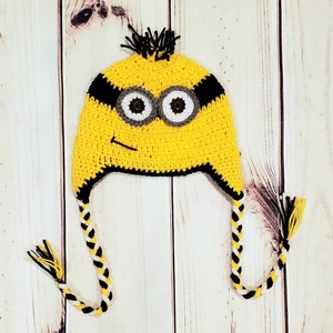 Crochet Minion Inspired Earflap Hat