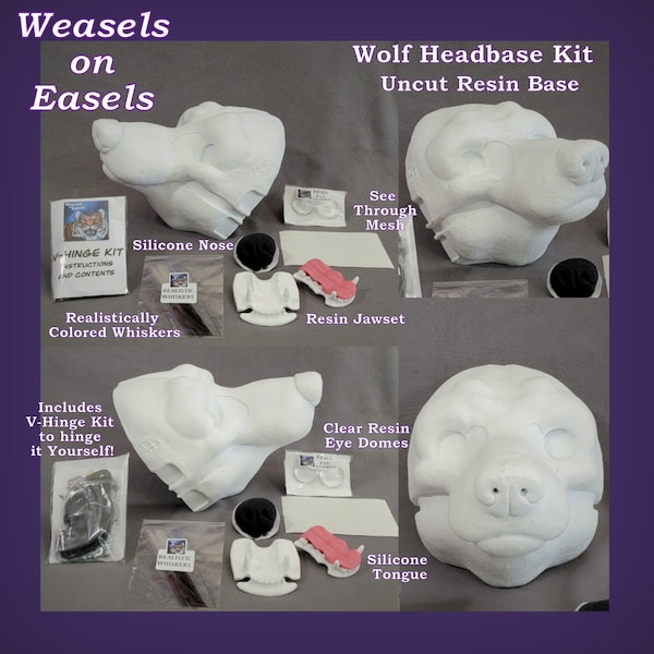 Wolf Fursuit Head Kit for Making Your Own Furry Animal Costume Cosplay Mask With Eyes Tongue Nose Teeth Whiskers Tear Duct Mesh