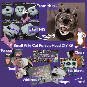 Small Wild Cat Resin Fursuit Headbase KIT for Moving Jaw Fursuit Head Base Mascot Costume Cosplay Mask Furry Head NOT 3D Printed Furry Base