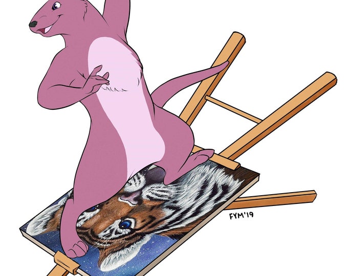 Marvin the Weasel Easel Surfing Sticker -  Vinyl Die Cut Window and Bumper Adhesive Decal for Furry Fursuit Makers Ferret Fans and Artists
