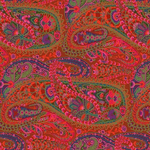 PAISLEY JUNGLE Rust RED Kaffe Fassett Collective - Sold in 1/2 yd   - Multiples cut continuous