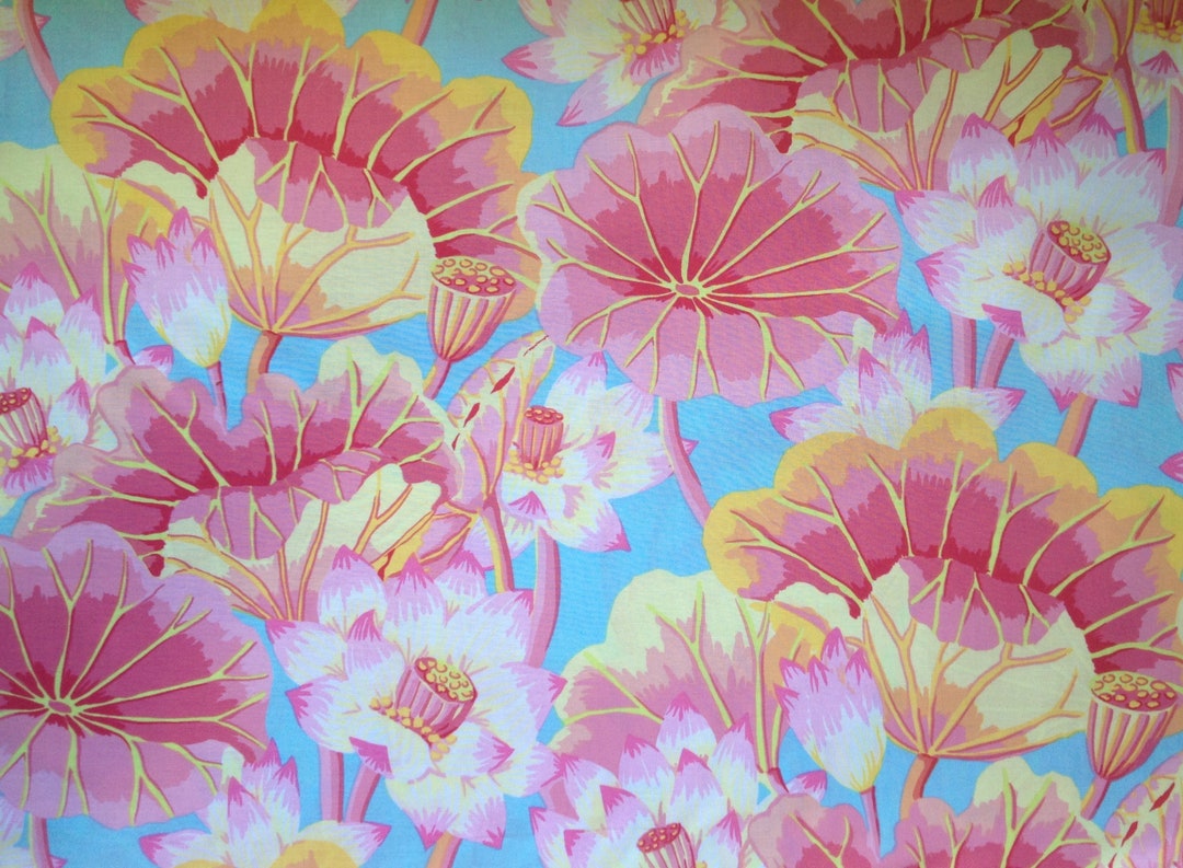 LAKE BLOSSOMS Pink Kaffe Fassett Collective Sold in 1/2 Yd - Etsy