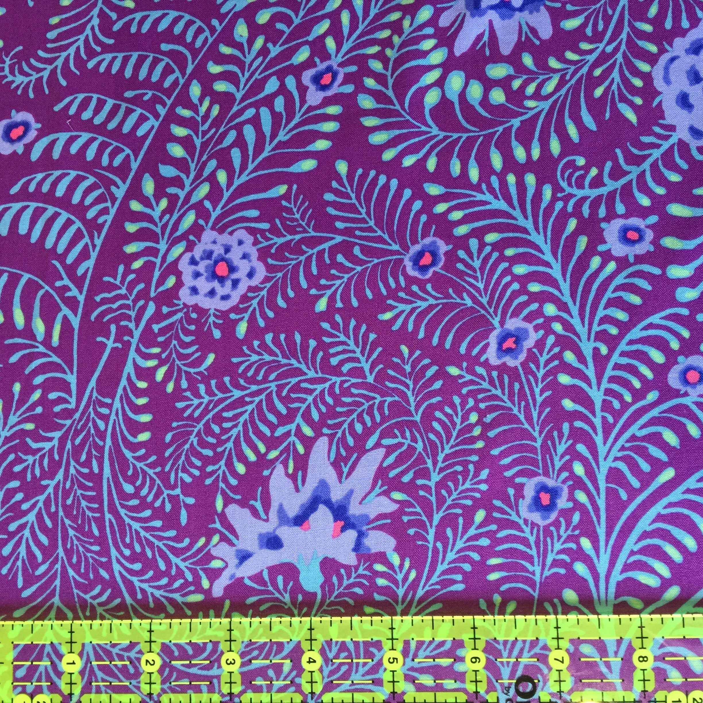 FERNS PURPLE GP147 Kaffe Fassett Collective - Sold in 1/2 yd increments -  Multiple units cut as one length