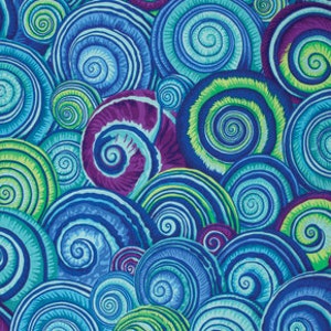 1/2 yd SPIRAL SHELLS BLUE by Philip Jacobs - Kaffe Fassett Collective - Sold in 1/2 yd increments - Multiple units cut as one length
