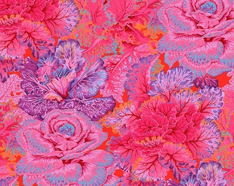 CURLY KALE RED pwpj120 Philip Jacobs Kaffe Fassett Collective - Sold in 1/2 yd increments - Multiple units cut as one length