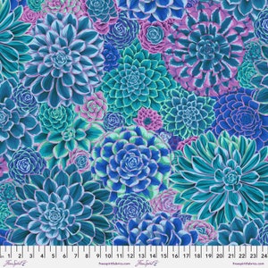 HOUSE LEEKS BLUE  pwpj113 Philip Jacobs Kaffe Fassett Collective - - Sold in 1/2 yd increments  - Multiples cut continuous