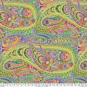 PAISLEY JUNGLE Green GP60 Kaffe Fassett  - Sold in 1/2 yd increments - Multiple units cut as one length